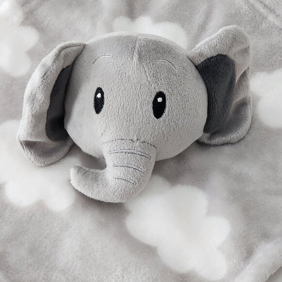 Parent ' s Choice gray elephant plush lovey security blanket clouds SMALL - Picture 2 of 4